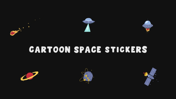 Cartoon Space Stickers for After Effects Elements template preview