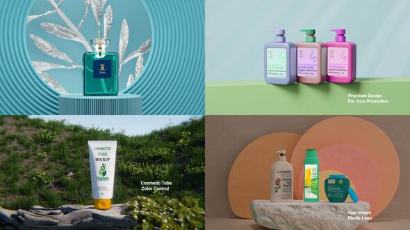 Cosmetics Cream Shampoo and Soap Mockups Product Promo template preview