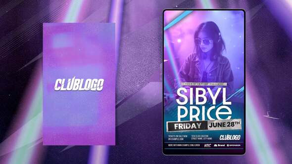 Animated Nightclub Flyer Template Video Displays template preview