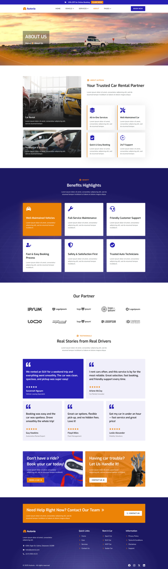 Autovia - Car Rental Service Elementor Template Kit