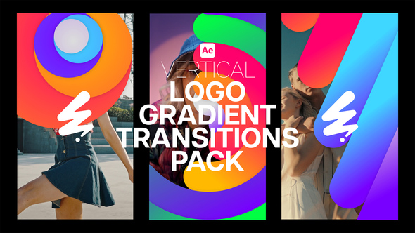 Vertical Logo Gradient Transitions Pack Elements template preview