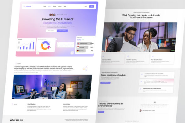 Erphoria - Enterprise Resource Planning ERP SaaS Platform Elementor Template Kit