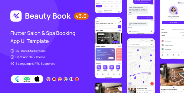 Beauty Book – Flutter Salon & Spa Booking App UI Template