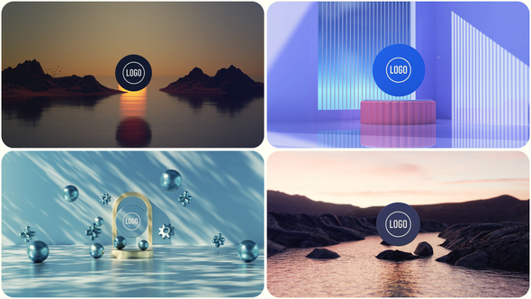 Minimal 4-Style Screens – Clean 3D Logo Intro Pack Logo Stings template preview
