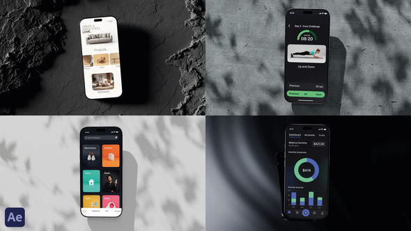 Smartphone Screen Dynamic Mobile App or Website Promo | Set of 5 Themes Product Promo template preview