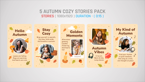 Autumn Cozy Stories Pack Video Displays template preview