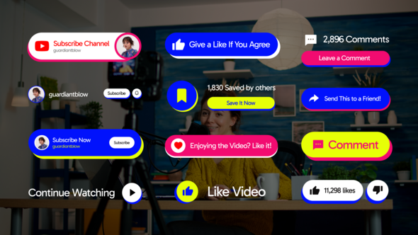 Youtube Social Media Lower Third Elements template preview