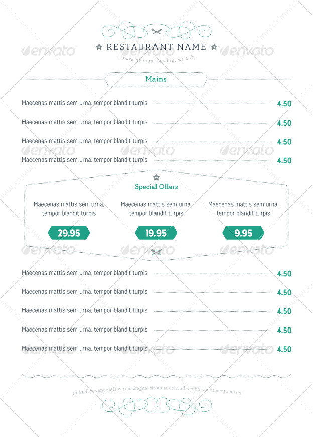 Contemporary Restaurant Menus, Print Templates | GraphicRiver