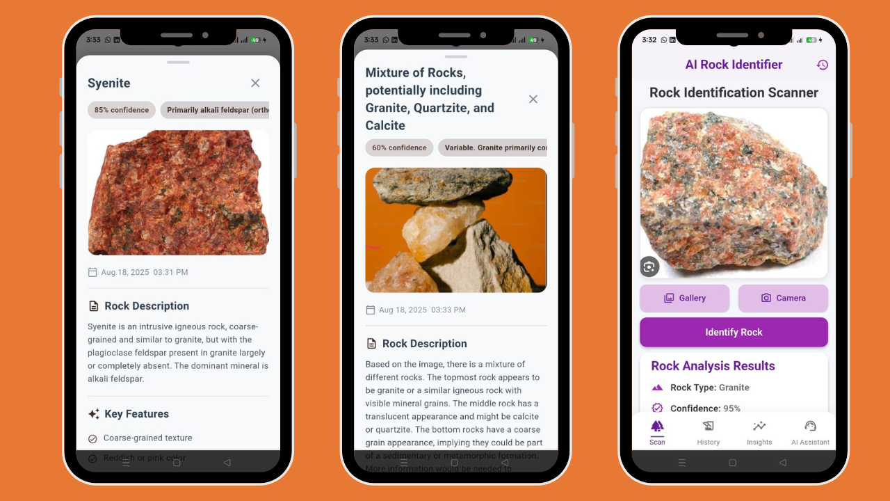 AI Rock Identifier Flutter App | Stone & Mineral Scanner | Rock ...