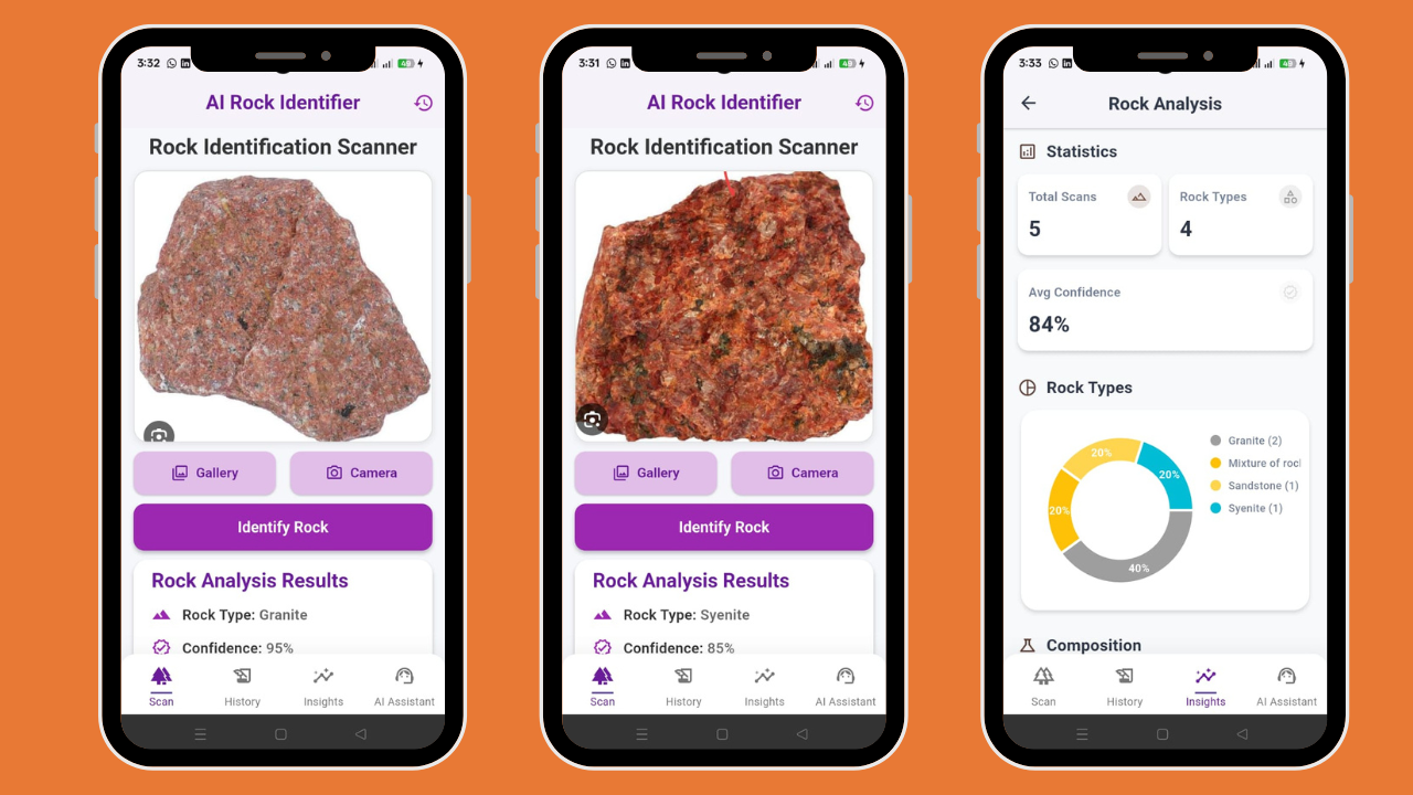 AI Rock Identifier Flutter App | Stone & Mineral Scanner | Rock ...