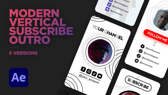 Modern Vertical Subscribe Outro Elements template preview