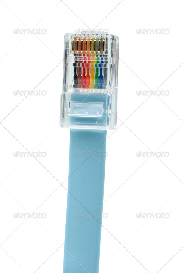 Blue patchkord networking cable with RJ45 connector