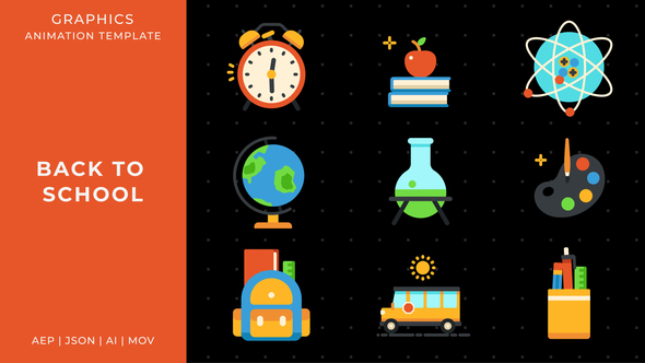 Back to school graphic animation template | After Effects Elements template preview