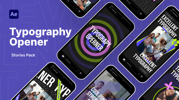 Typography Intro Stories Pack Titles template preview