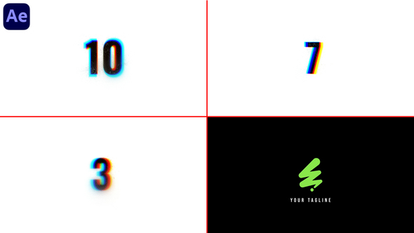 Countdown Glitch Logo Reveal Logo Stings template preview