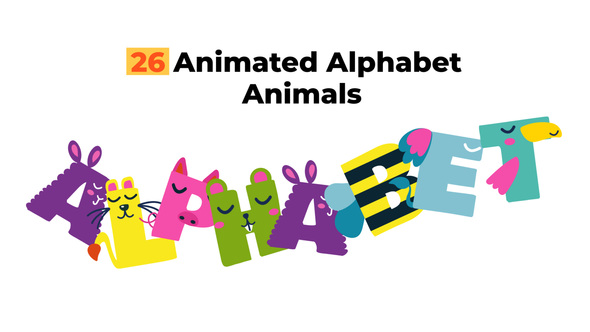 26 Animated Alphabet Animals Elements template preview