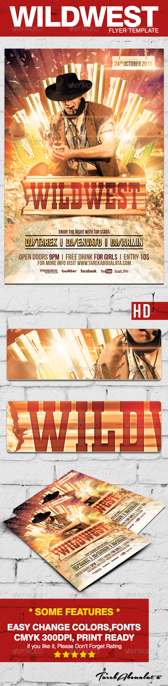 Wild West Flyer Template - Clubs & Parties Events