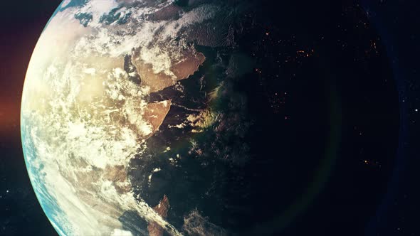 Flying over the earth's surface, 3D rendering