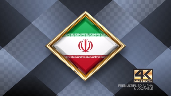 Iran Flag Rotating Badge 4K Looping with Transparent Background