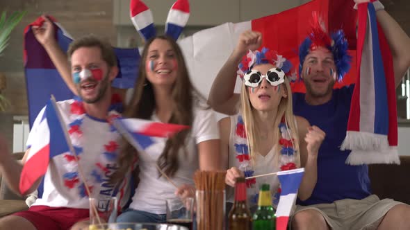 Viva La France, soccer Fans Cheering for Their Team