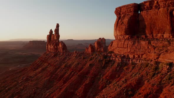 Aerial shot of the amazing rock formations on southern Utah. alt