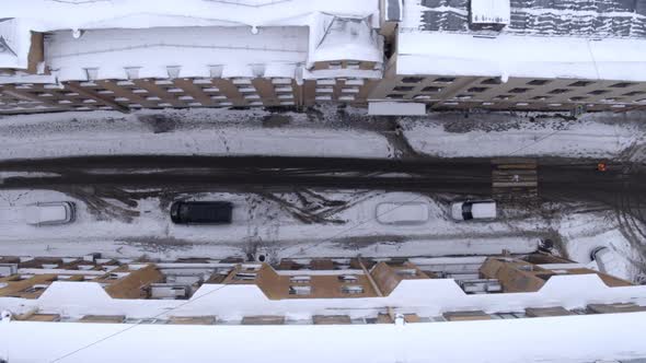 Snow Rooftops Drone View