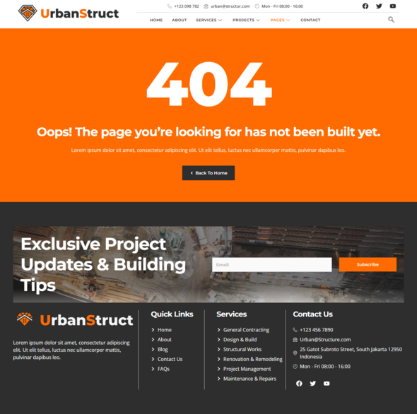 Urbastruct - Construction & Building Service Elementor Template Kit