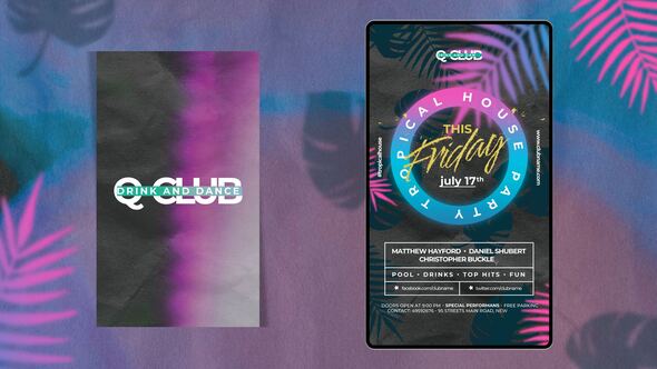 Animated Nightclub Flyer Template Video Displays template preview