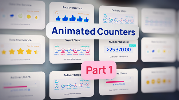 Animated Counters – Infographic Numbers, Ratings, Revenue & KPI Elements for Business Dashboards Infographics template preview