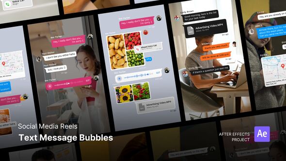 Reels - Text Message Bubble After Effects Project Files Product Promo template preview