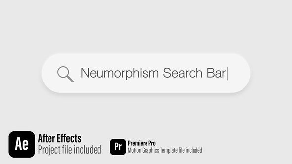 Neumorphism Search Bar - Text Typing Animation | After Effects and Premiere Pro Template Openers template preview