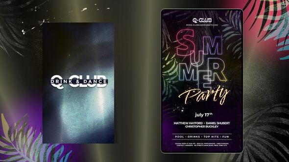 Animated Nightclub Flyer Template Video Displays template preview