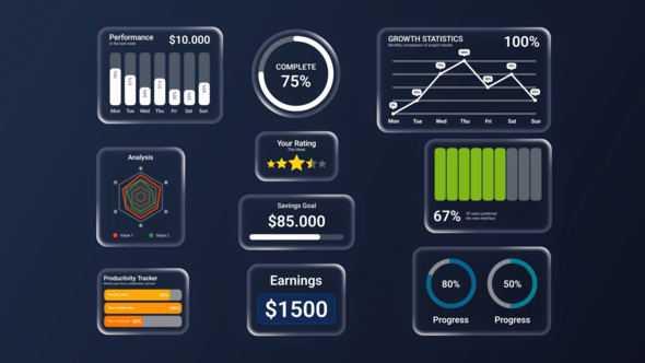 Glassmorphism Infographic Infographics template preview