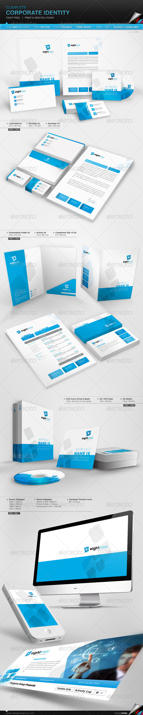Corporate Identity - Eight Pixel - Stationery Print Templates