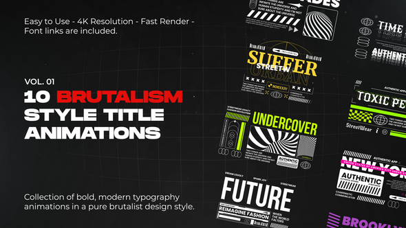 Brutalism Titles vol. 01 Titles template preview