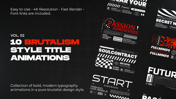 Brutalism Titles vol. 02 Titles template preview
