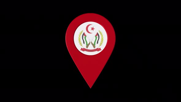 3D Rotating Pin Icon Animation With Sahrawi Arab Democratic Republic  Coat Of Arms Alpha Channel 4K alt