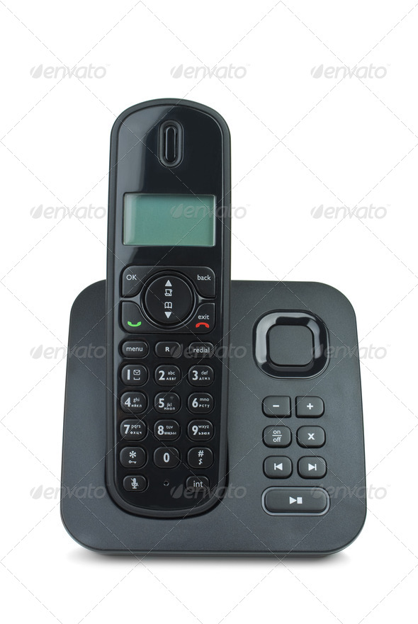 Black cordless phone - Stock Photo - Images