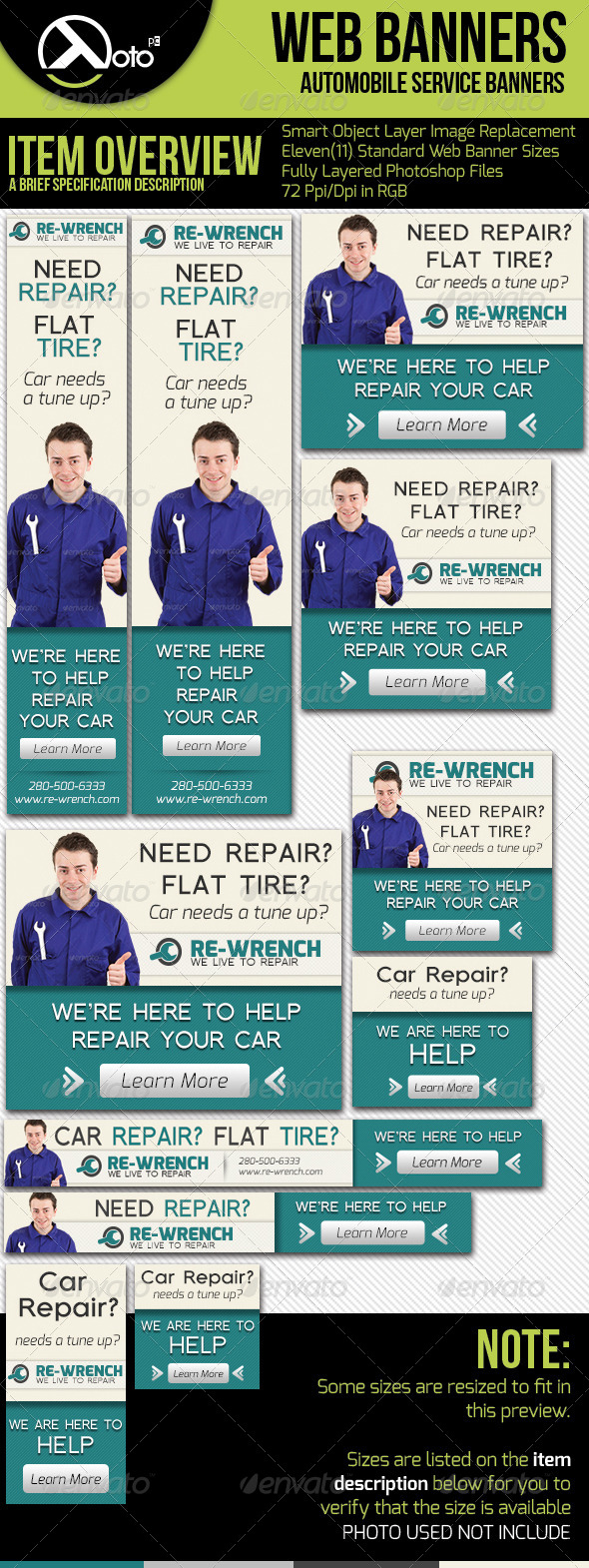 Car Service Web Banners - Banners & Ads Web Elements