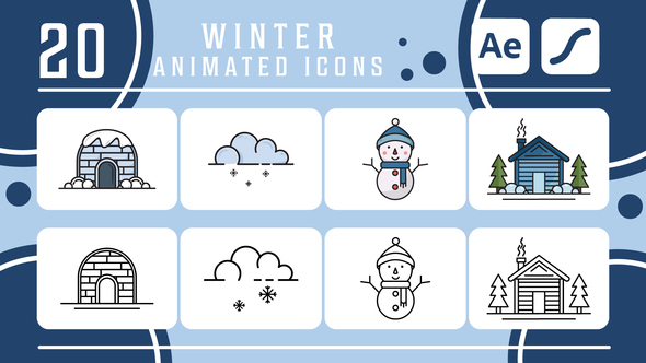 set of winter icons pack animation video Video Displays template preview