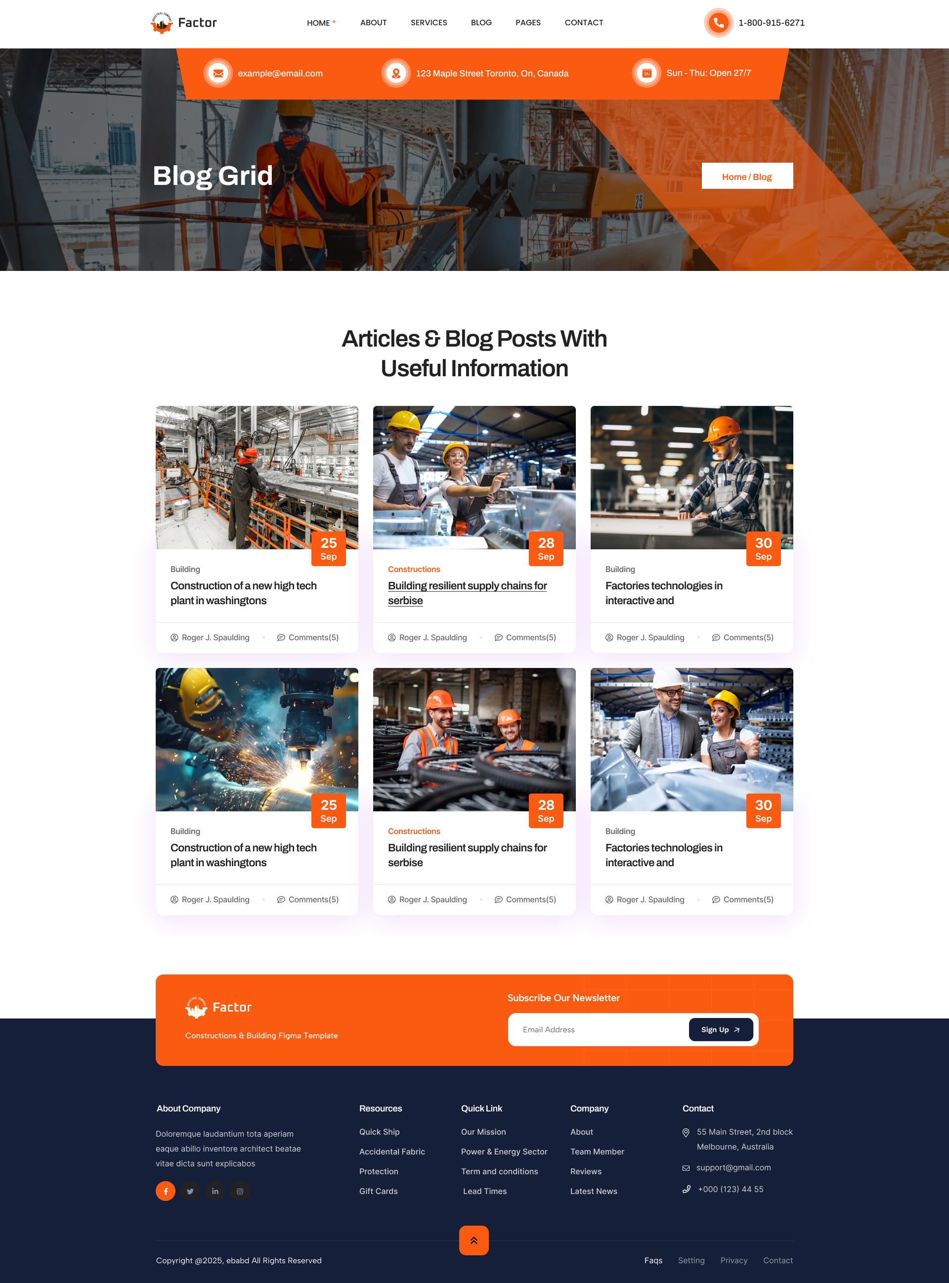 Factor - Industrial and Factory Business Figma Template by rowDevs