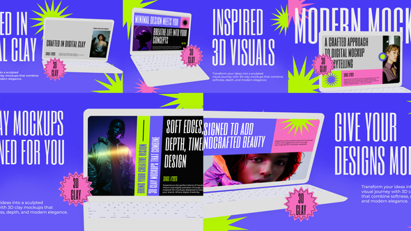 Laptop Clay Mockup Landscape Product Promo template preview