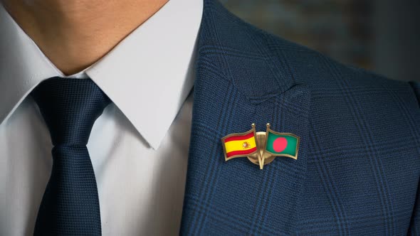 Businessman Friend Flags Pin Spain Bangladesh alt