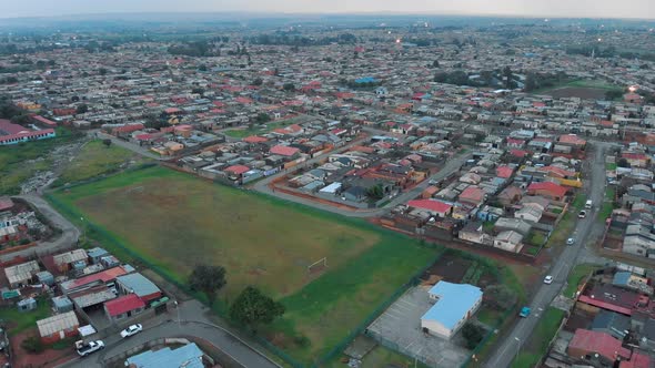 Flying over Soweto in South Africa, a township in Johannesburg