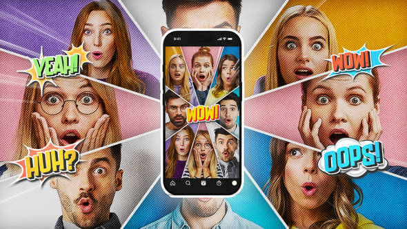 Comic Multi Split Screen Reactions Openers template preview