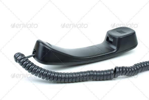 Black phone handset - Stock Photo - Images
