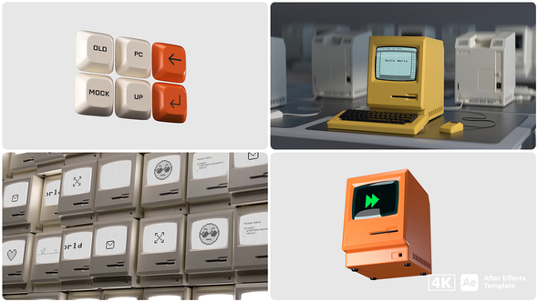 Retro PC Mockup | After Effects Template Product Promo template preview