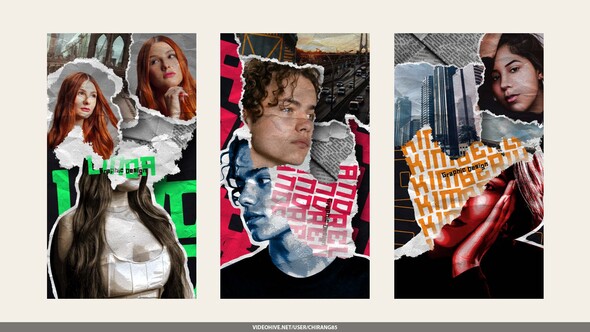 Collage Elements Paper Stories broadcast-packages template preview