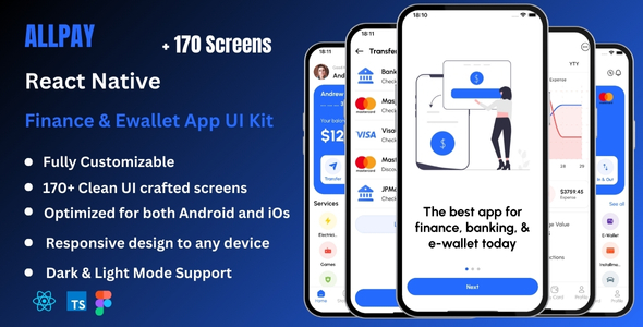 AllPay - Finance, Banking, & E-Wallet React Native CLI Ui Kit