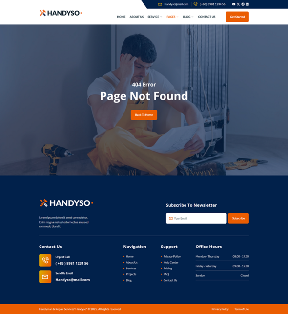 Handyso - Handyman & Repair Service Elementor Template Kit